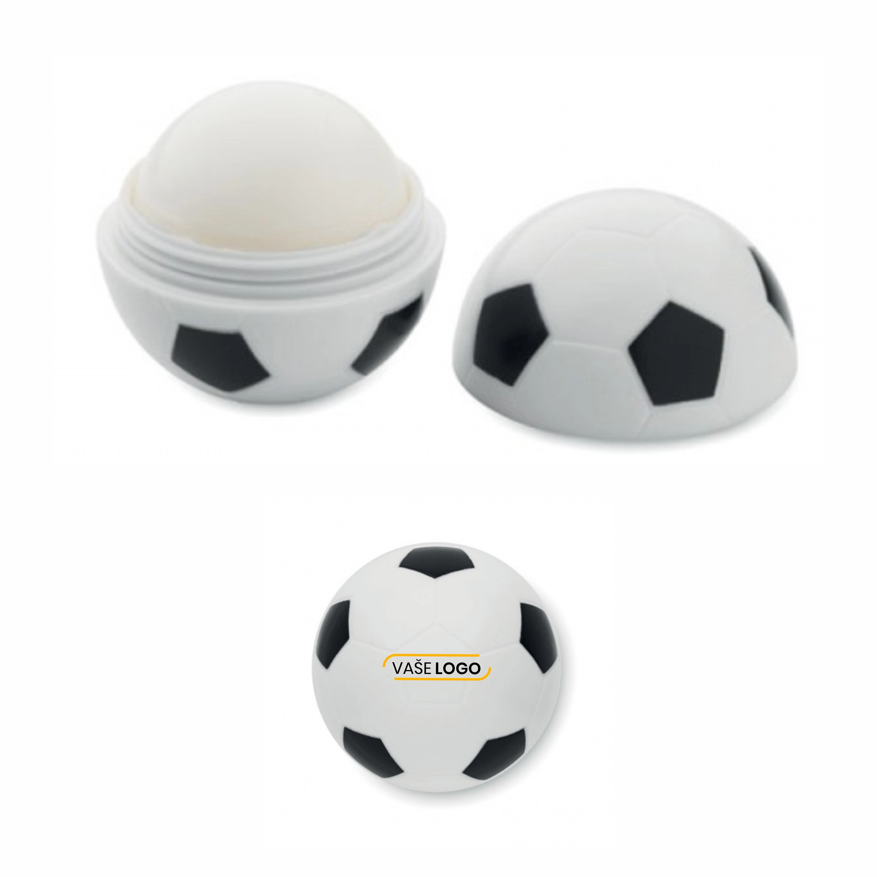Reklamné balzamy na pery v tvare futbalovej lopty s potlačou