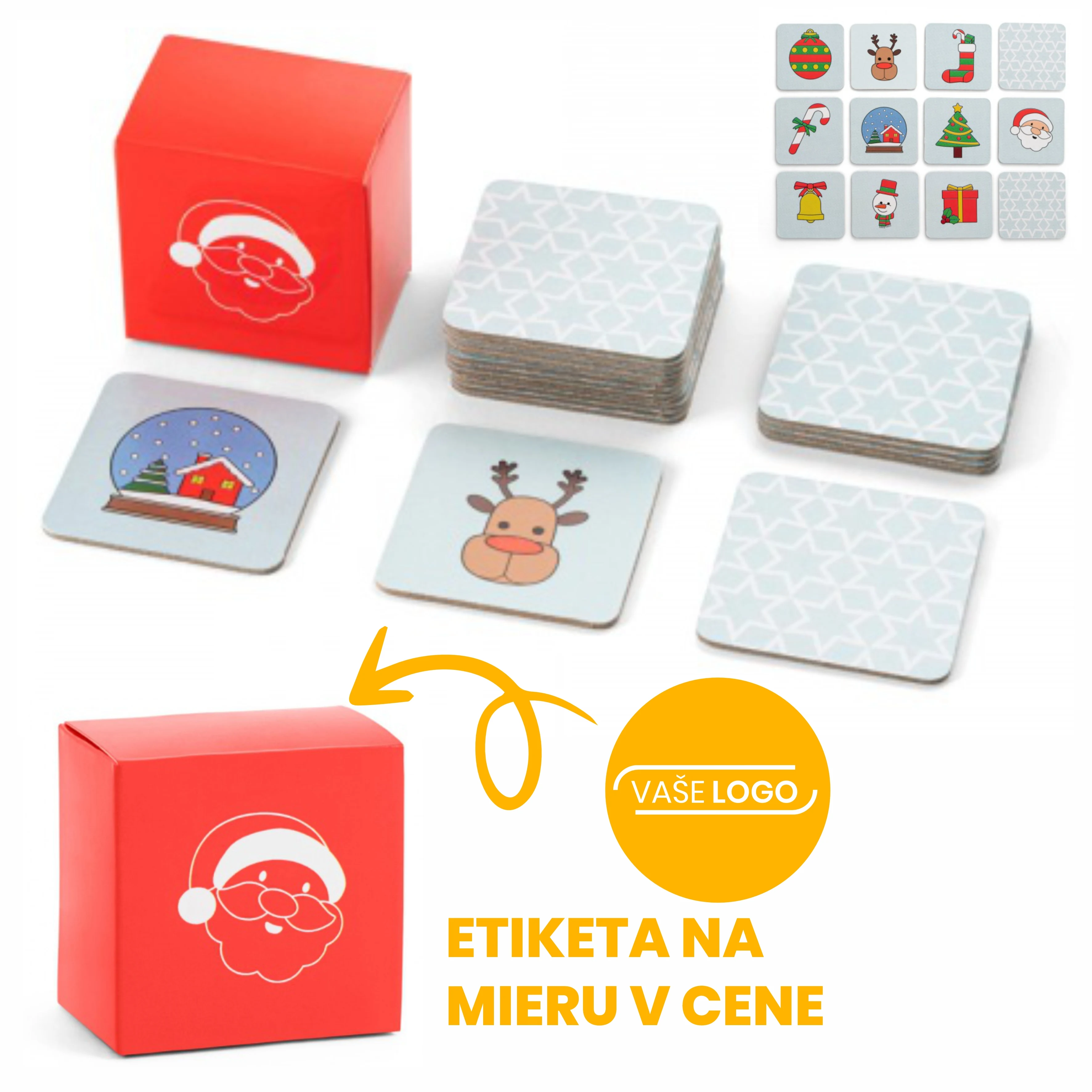 Vianočné pexeso v darčekovej krabičke s logom