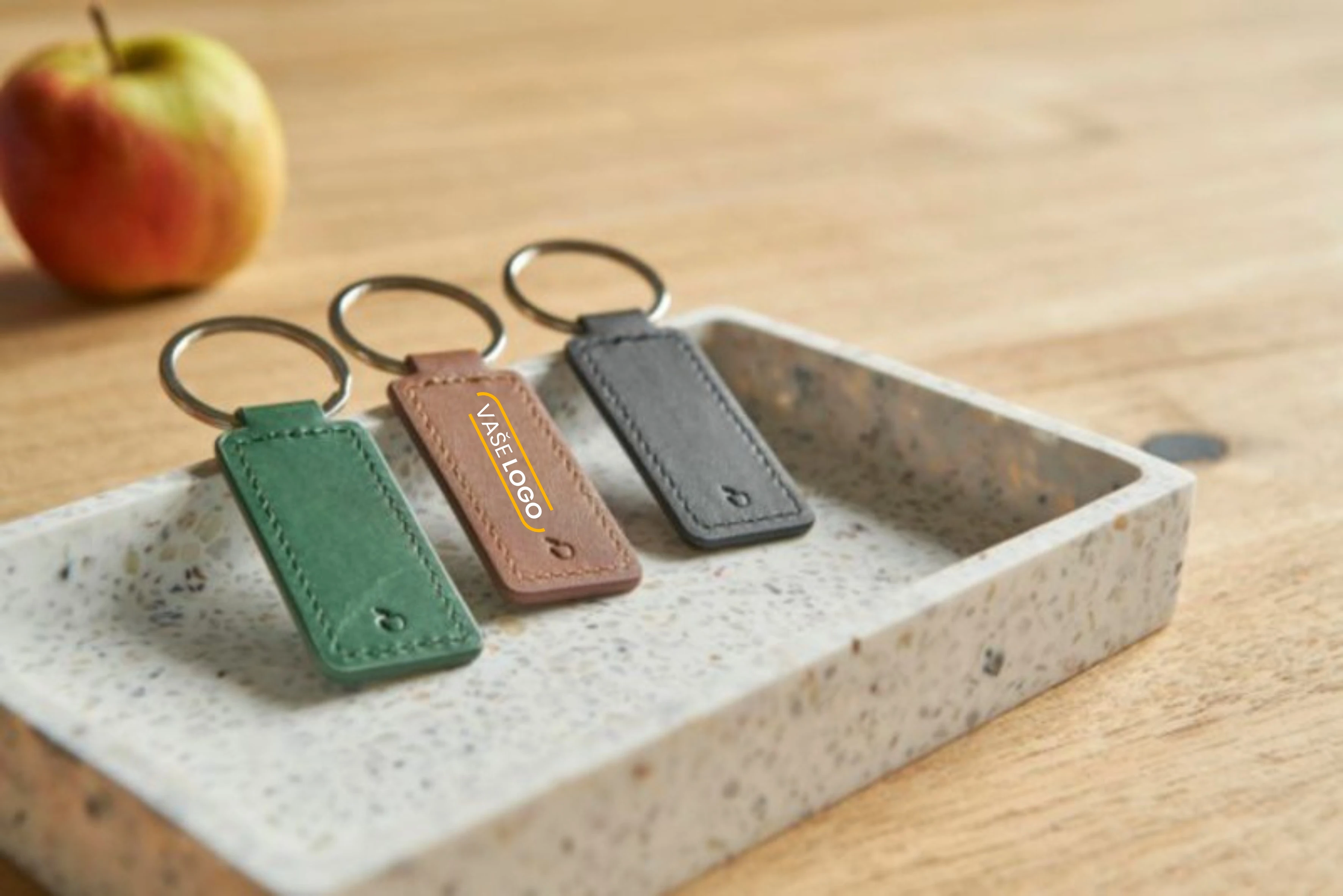 Reklamné kožené kľúčenky s potlačou - Apler