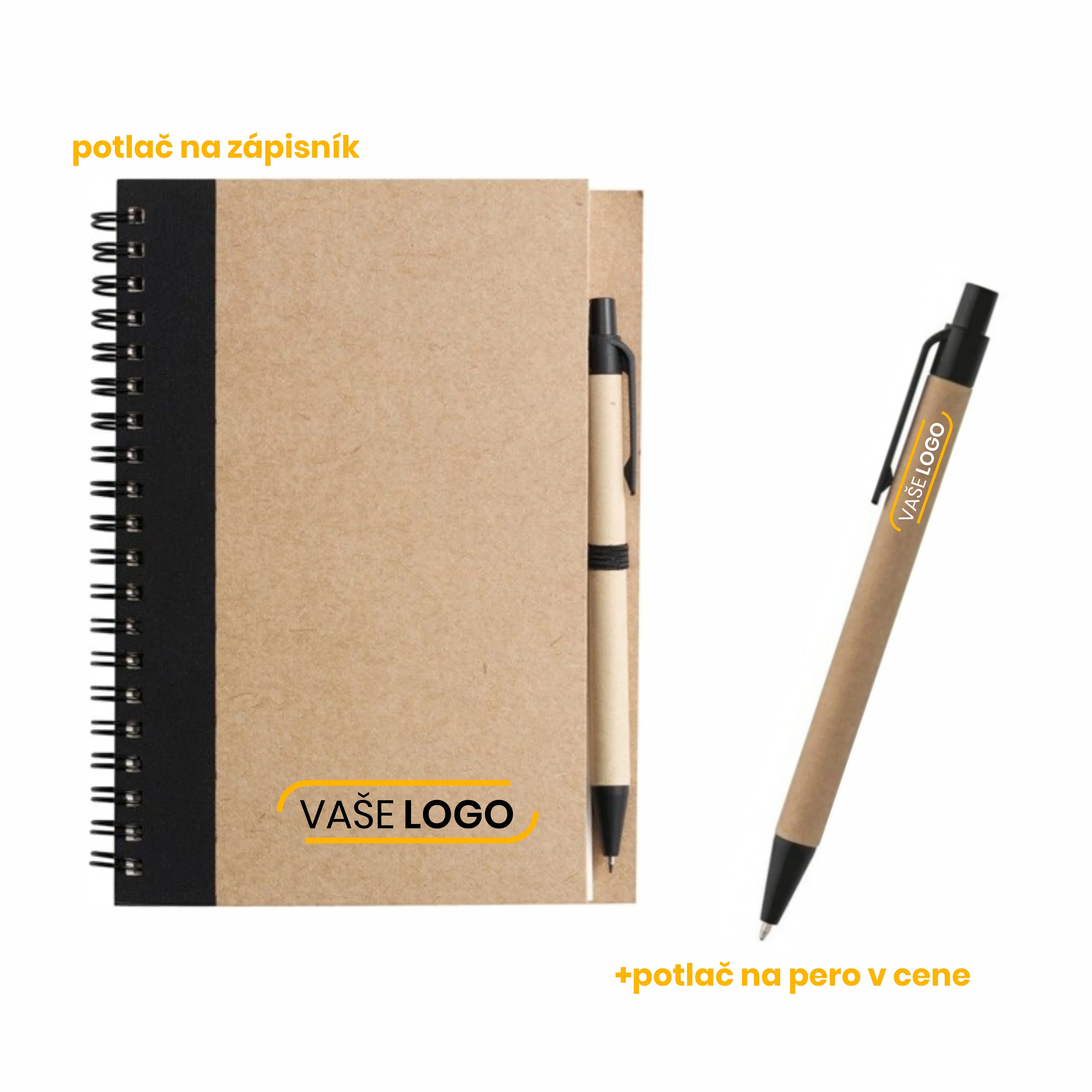 Reklamné ekologické zápisníky s perom s potlačou - Aneco 