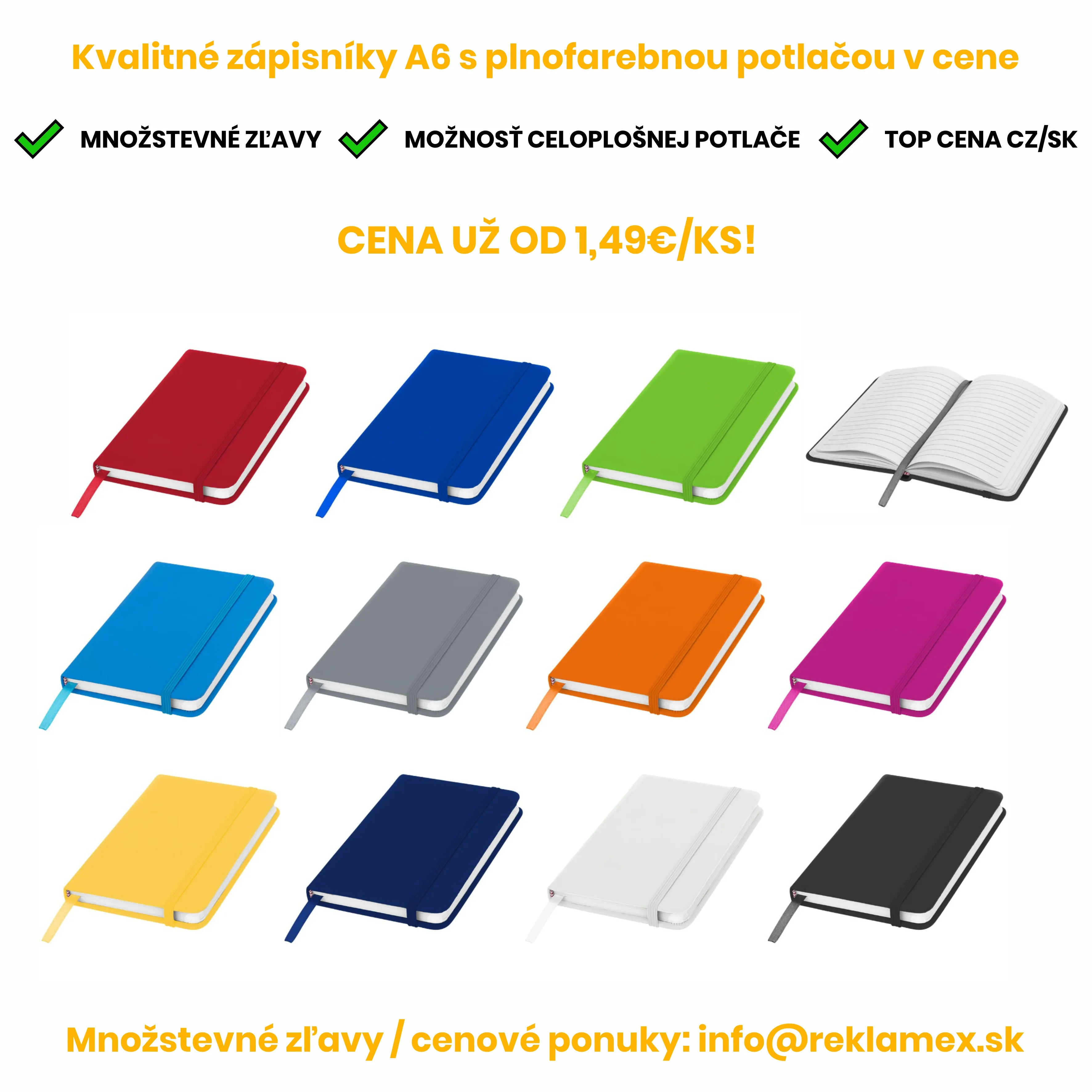 Reklamné zápisníky A6 s potlačou loga