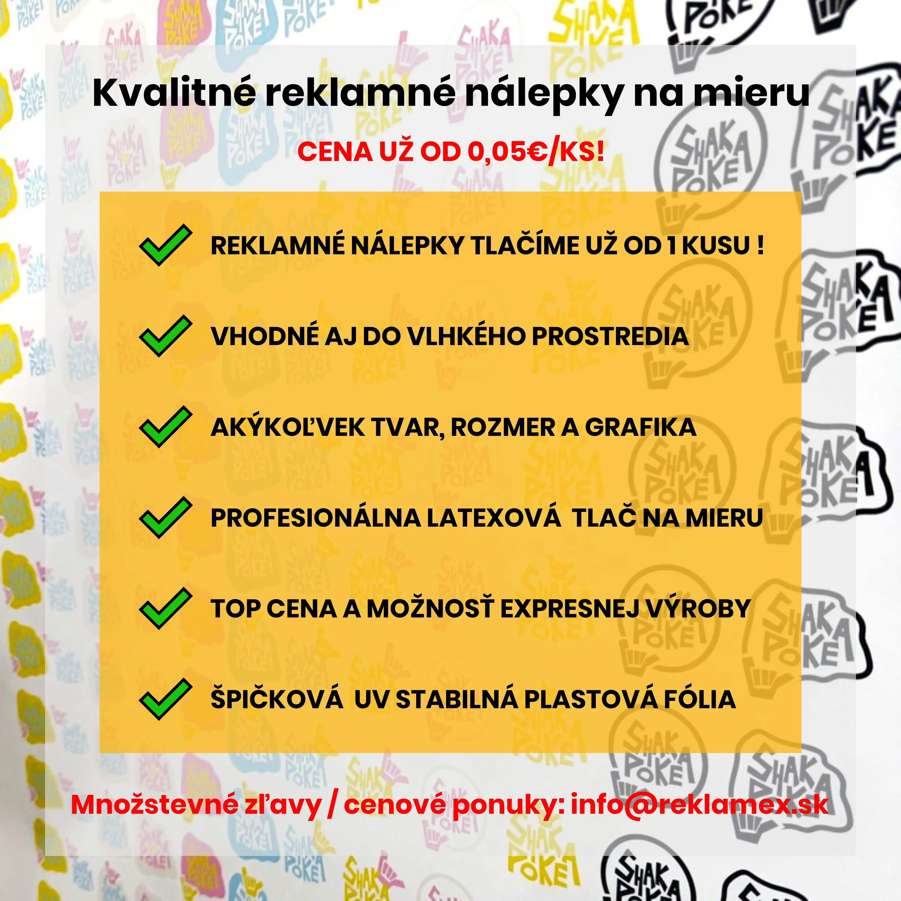 Reklamné plastové nálepky - štvorcové