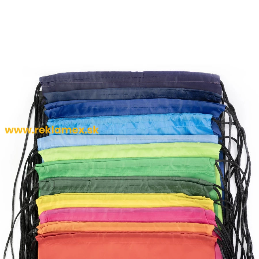 Lacné reklamné sťahovacie vaky na chrbát s potlačou