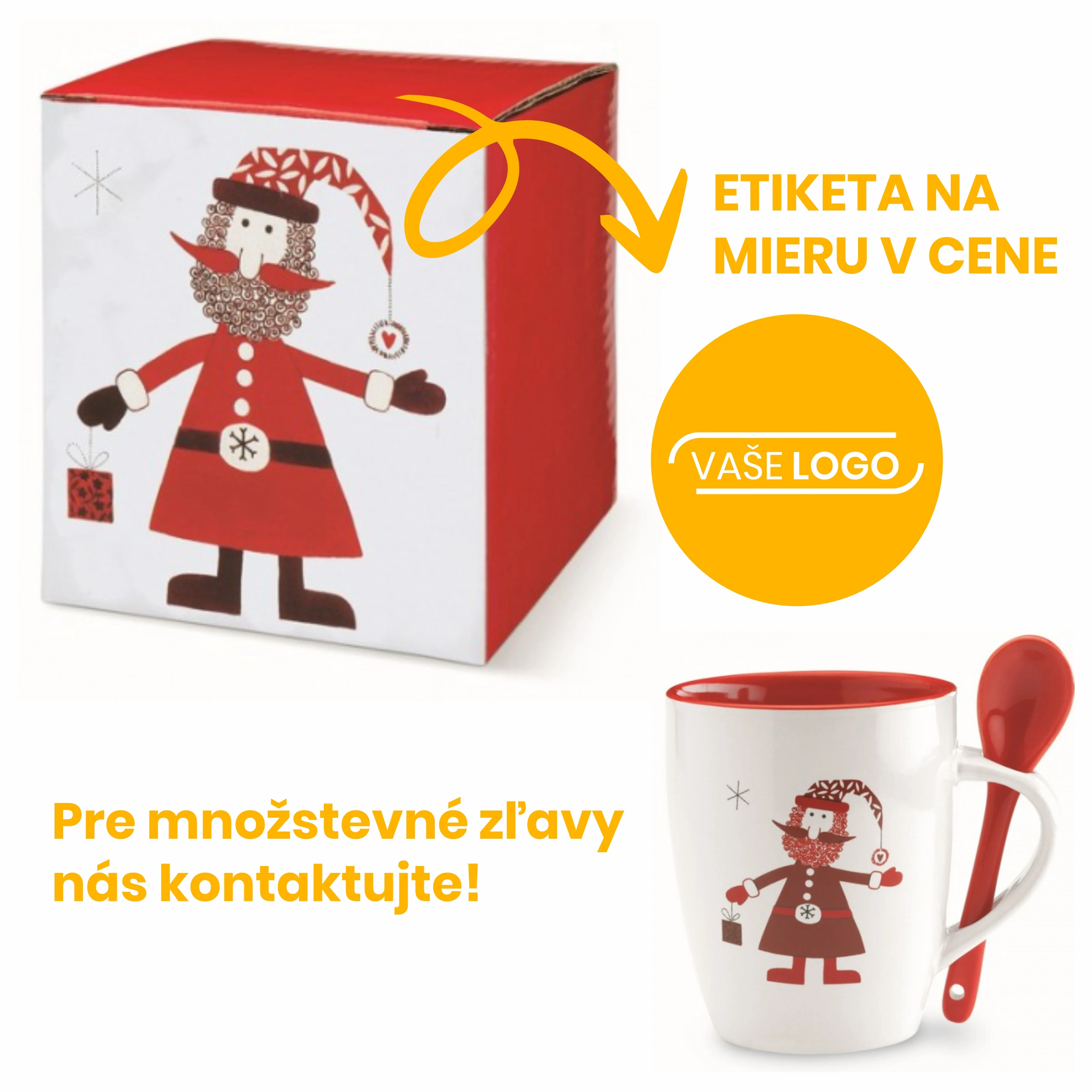 Vianočné hrnčeky v darčekovej krabičke s logom