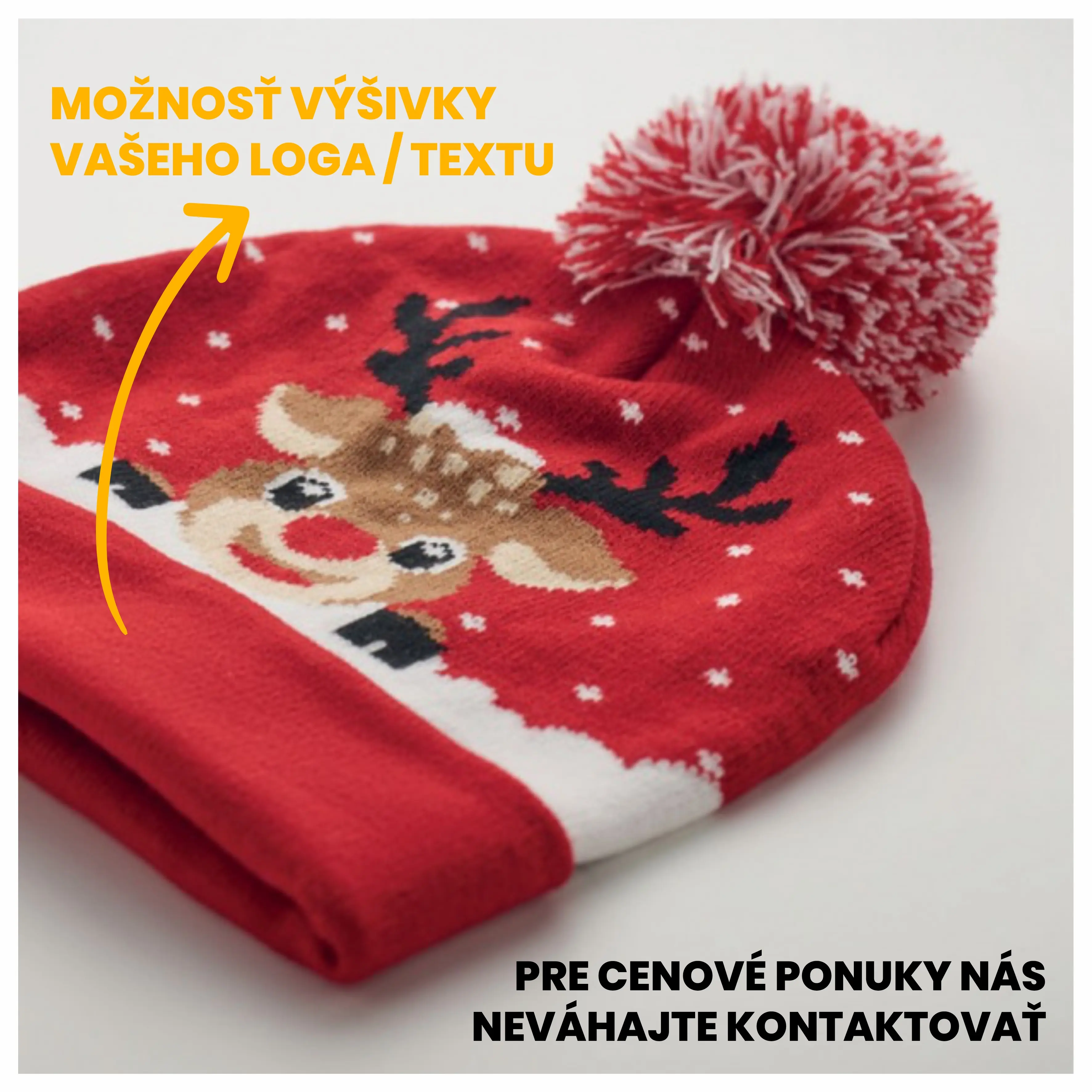 Vianočné pletené čiapky s možnosťou výšivky loga