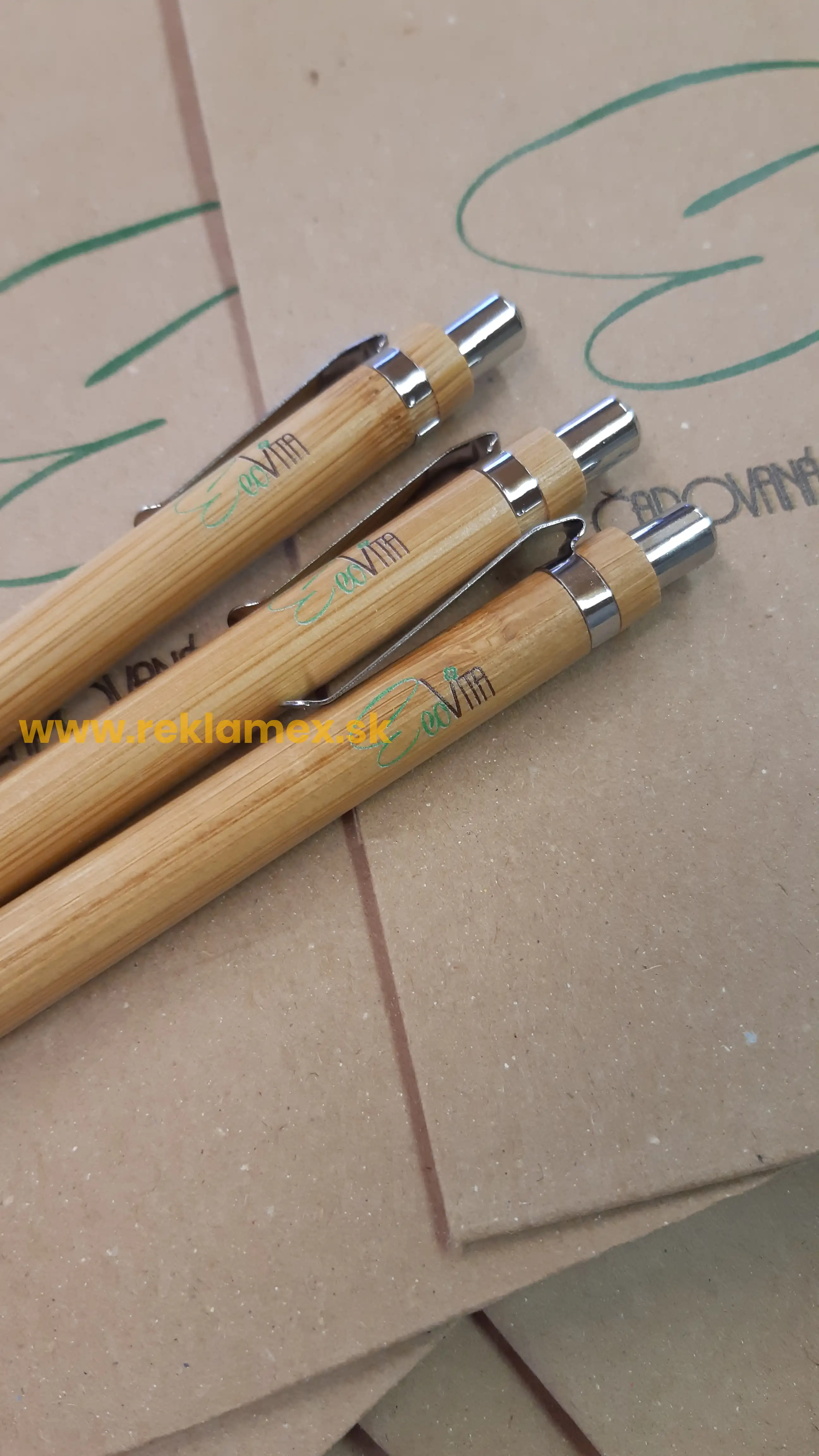 Bambusové reklamné perá s potlačou - Woder