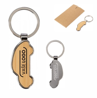 Reklamné drevené kľúčenky v tvare auta s potlačou