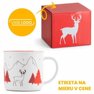 Vianočné hrnčeky v darčekovej krabičke s logom - Jeleň