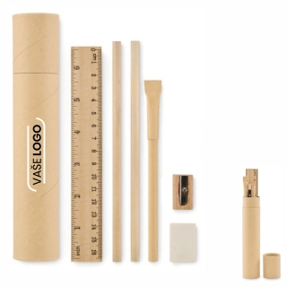 Reklamná EKO sada ceruziek a pera v tube s potlačou loga