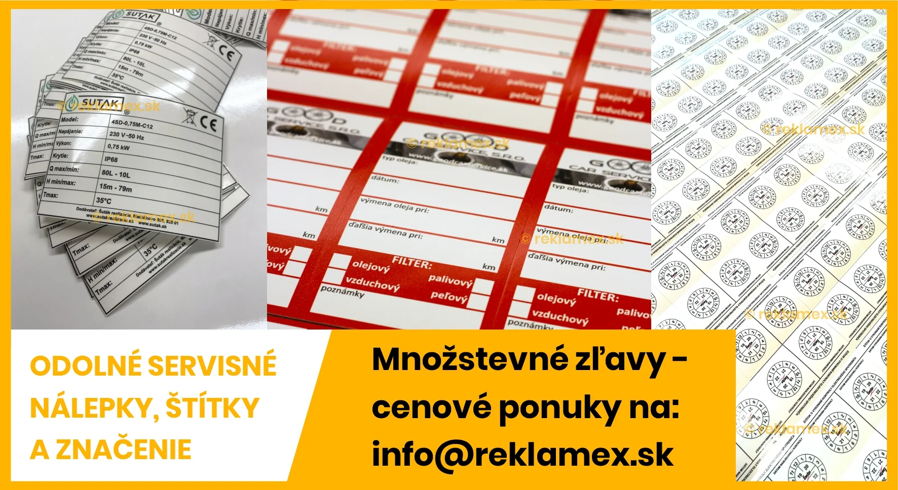 Servisne nalepky na mieru cena 