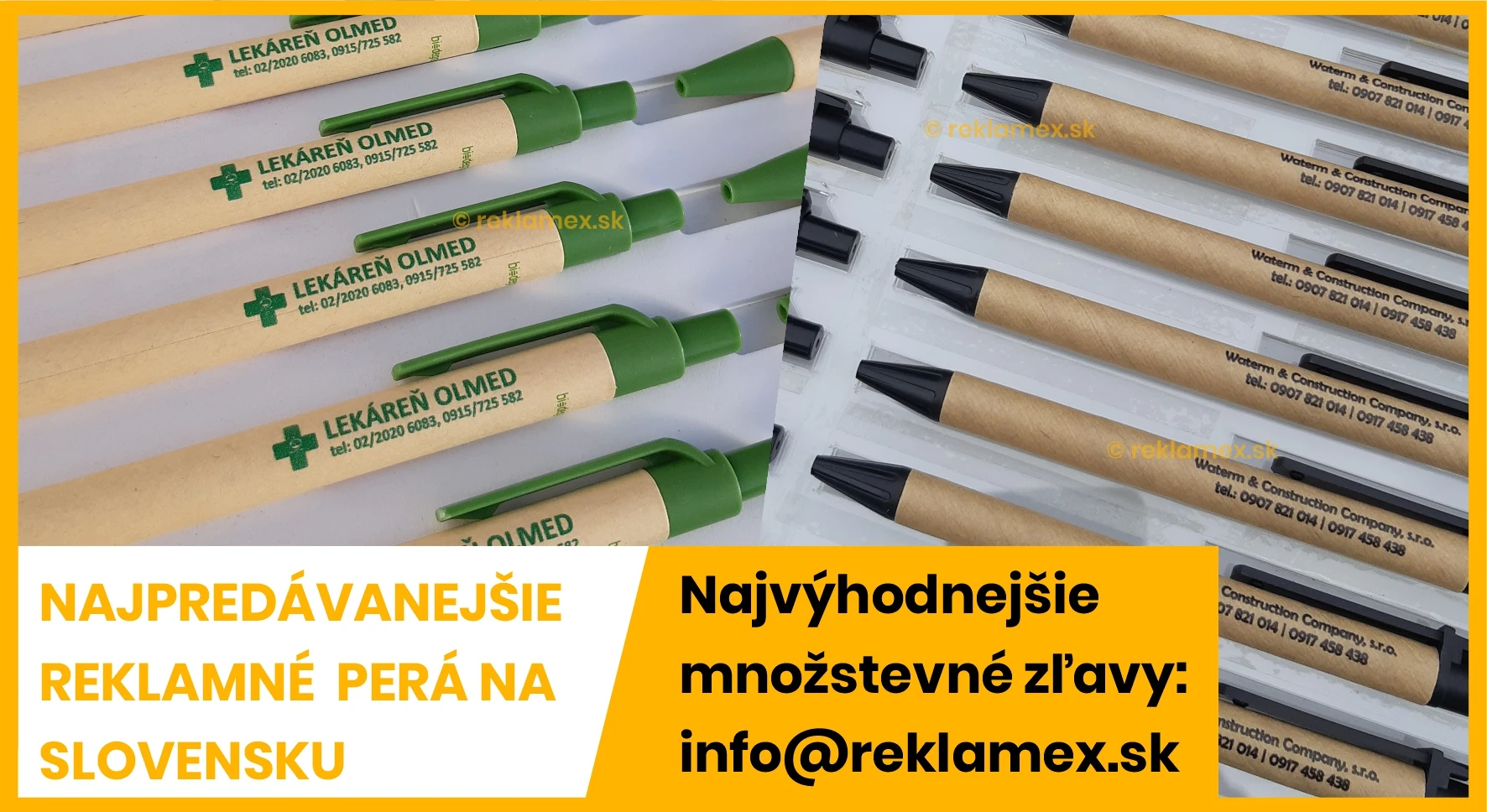 Ekologické reklamné perá s potlačou. 