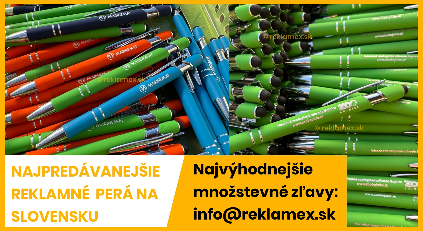 Reklamné perá s gravírovaním v cene. Pre množstevné zľavy nás kontaktujte na info@reklamex.sk